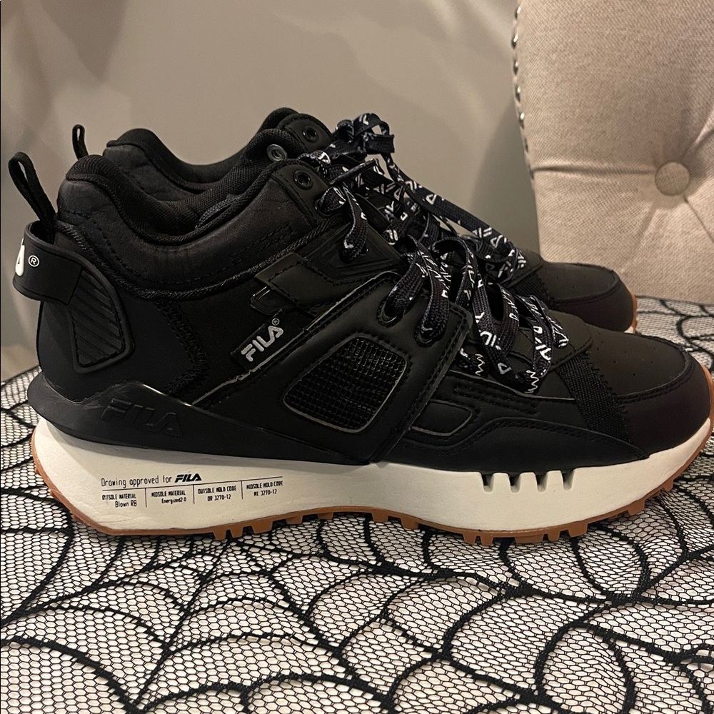 Fila Black and White High-Top Sneakers